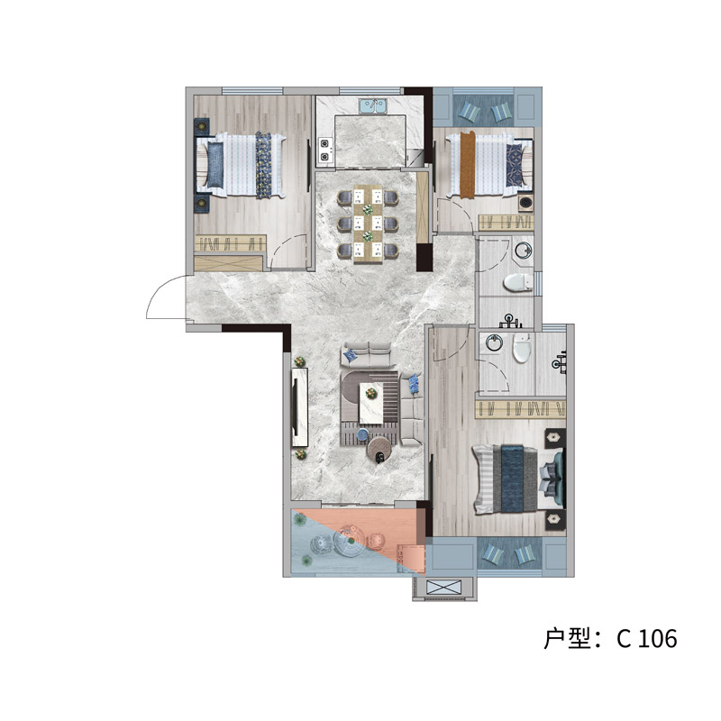 老河口市外滩云筑C户型