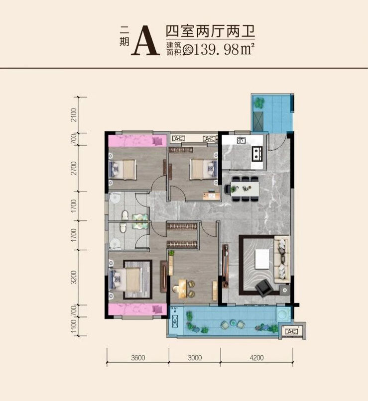 洪湖市御湖公馆二期A户型